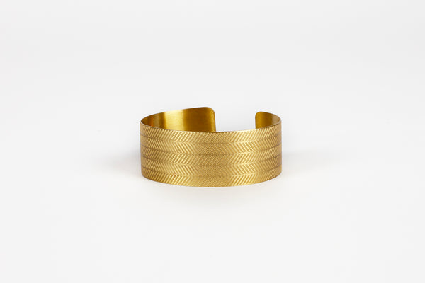Brass Bracelet Herringbone (Wide)