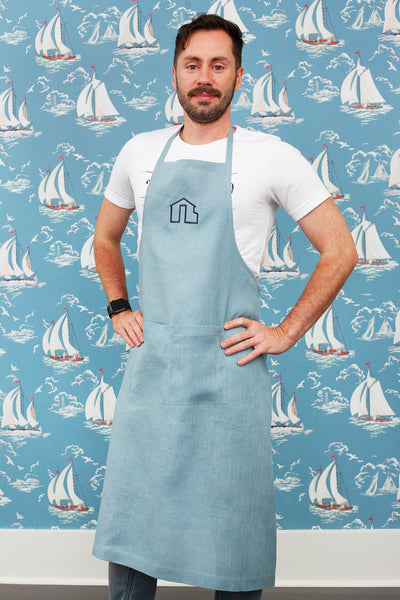 Linen Full Apron Grey